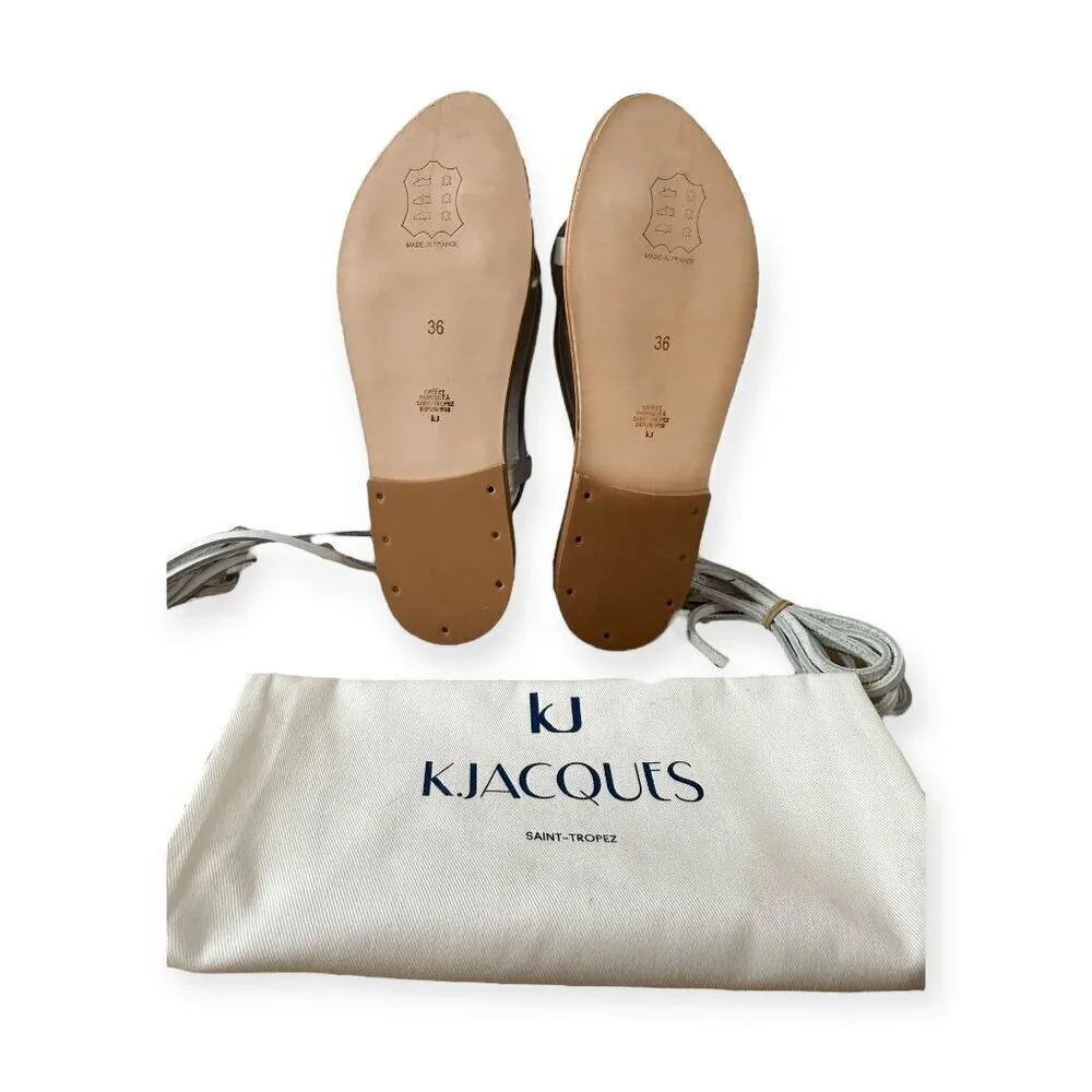 K JACQUES St Tropez‎ Venise Flip-Flops in Gold Leather, Size 36 EU
